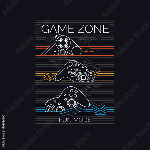 Game Zone Fun Mode game pad vector graphic design