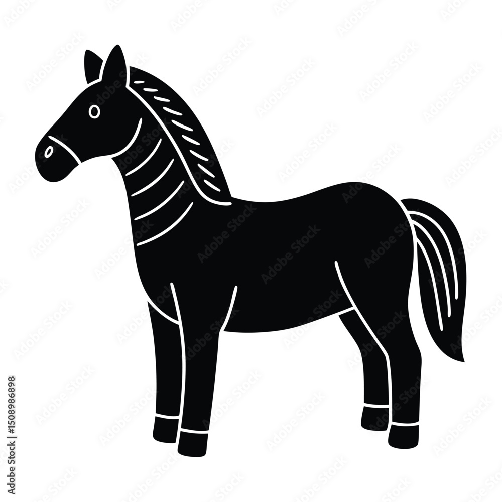 Fototapeta premium Elegant Black Horse Illustration Vector Graphic of a Stallion