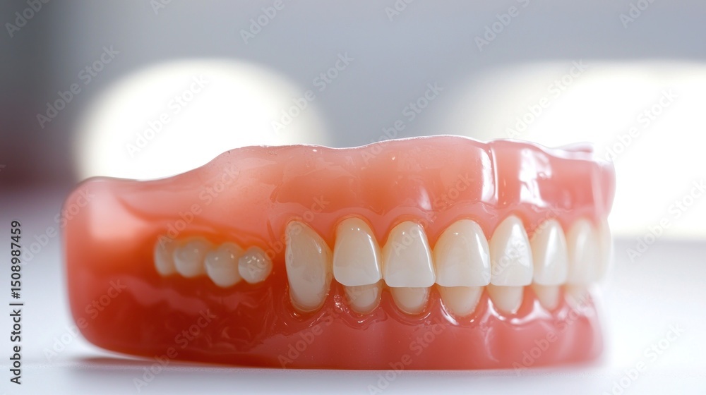 Fototapeta premium Full denture on white background. Dental care