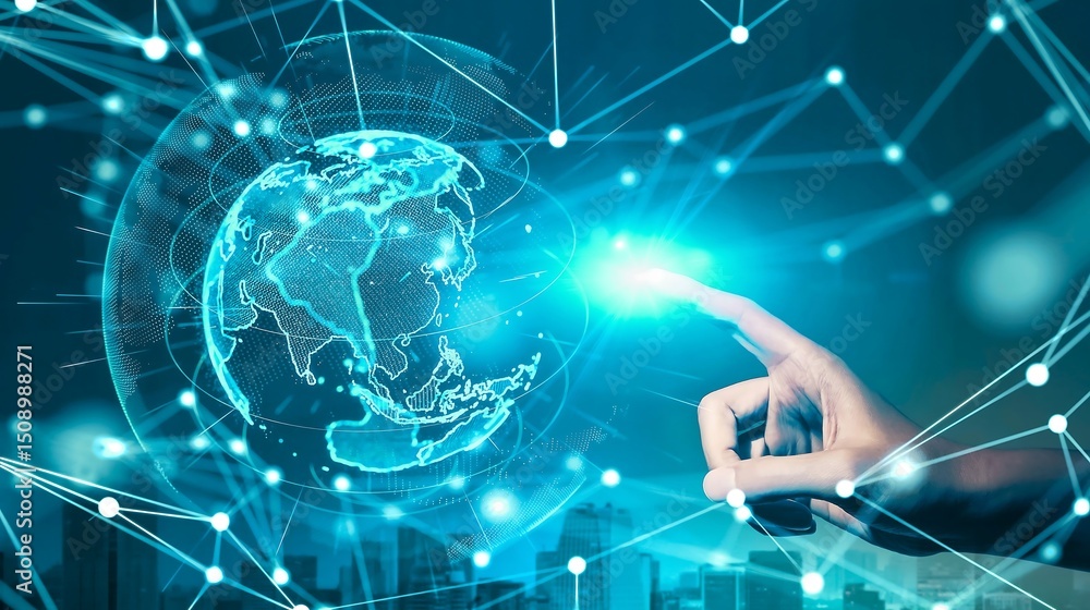 Naklejka premium Global Digital Transformation and Innovation in Business