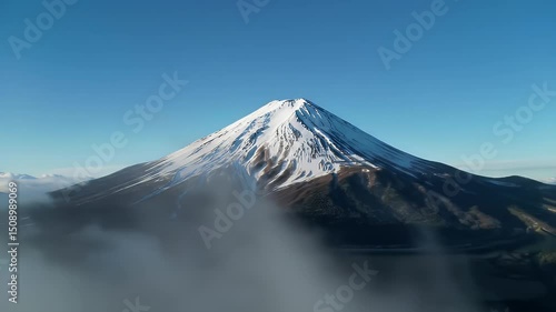 Majestic Mount Fuji Rising Above the Clouds