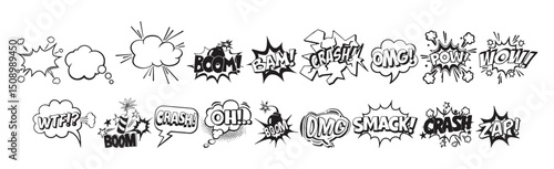 Comic Style Speech Bubbles and Sound Effects Collection vector.