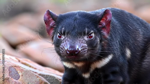 Tasmanian Devil Close-Up Portrait