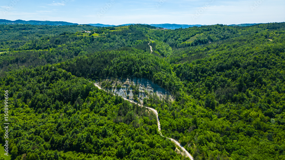 Aerial view of Kotli village and waterfalls on the Seven Waterfalls Trail (Staza 7 slapova) in Istria, Croatia – stunning nature, green canyon, and historic stone architecture Aerial view of Kotli village and waterfalls on the Seven Waterfalls Trail (Staza 7 slapova) in Istria, Croatia – stunning nature, green canyon, and historic stone architecture