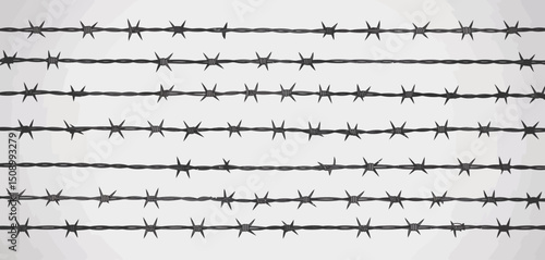 Repeating Pattern of Barbed Wire on White Background