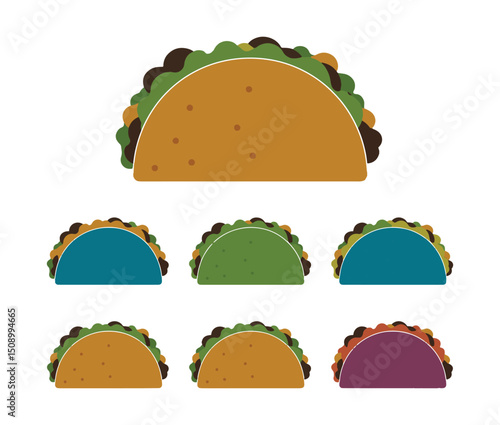 Delicious Taco Illustration Colorful Variations of a Classic Mexican Dish