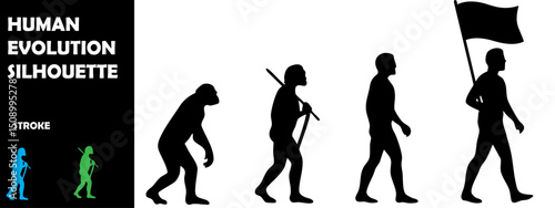 Human Evolution Silhouette Timeline