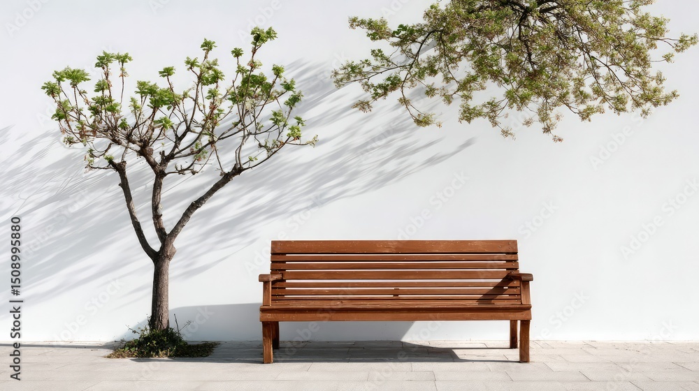 Serene Bench in the Shade: An inviting wooden bench nestled beneath the gentle shade of a tree, perfect for quiet contemplation and peaceful moments in nature. Serene Bench in the Shade: An inviting wooden bench nestled beneath the gentle shade of a tree, perfect for quiet contemplation and peaceful moments in nature.