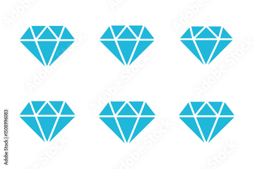 Six blue diamond shapes on white background