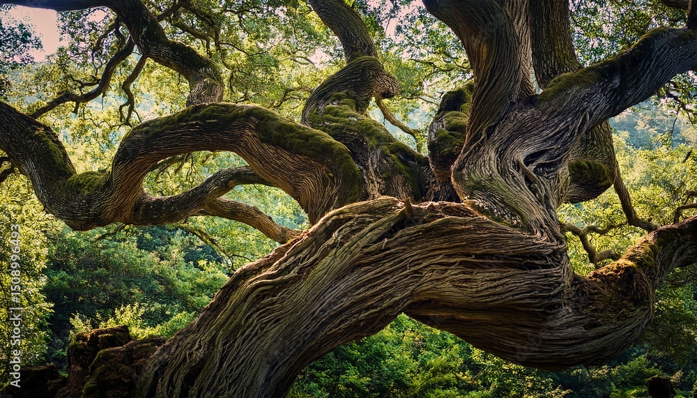 Fototapeta premium tree s unique twisted trunk and gnarled branches foliage bark