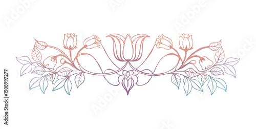 Floral divider in art nouveau style with flowing lines and colors  
