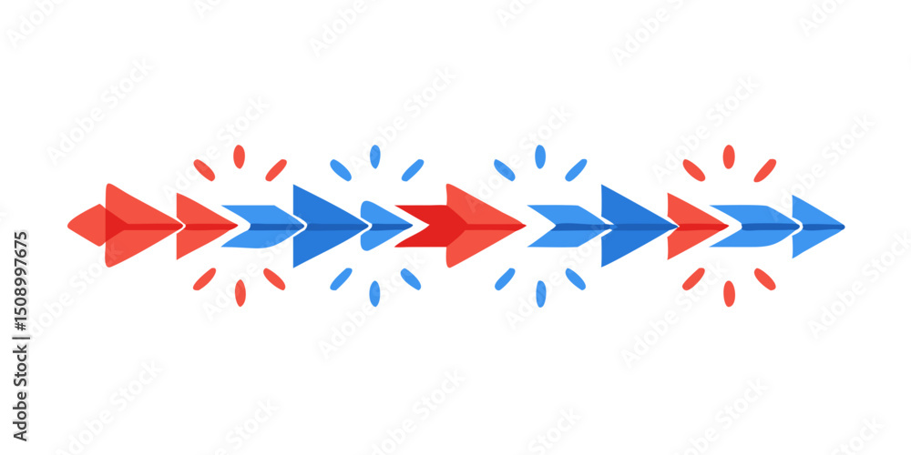 Obraz premium Abstract arrows in red and blue creating a decorative border 