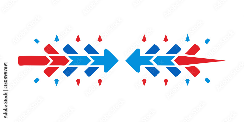Abstract design featuring arrow shapes in red and blue colors Abstract design featuring arrow shapes in red and blue colors