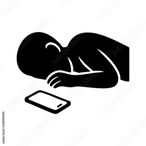 Person sleeping with phone nearby icon