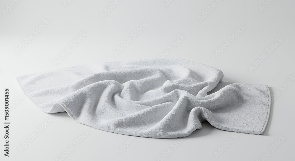 Obraz premium Wrinkled light gray towel on white background
