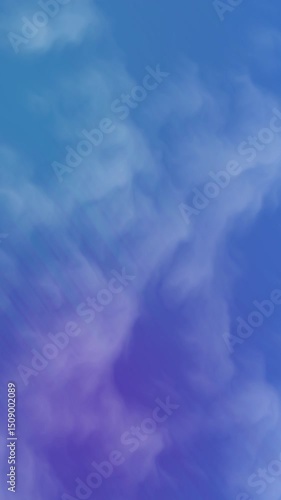 White clouds against a blue and purple sky. Suitable for backgrounds, naturethemed designs, inspirational content, weatherrelated graphics, and skythemed concepts creation.