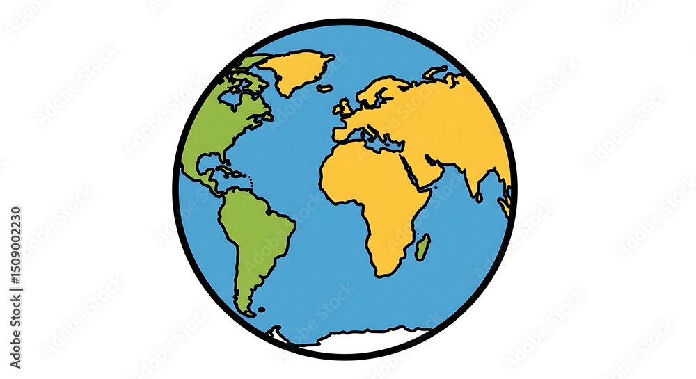 World Map Illustration Showing Continents and Oceans World Map Illustration Showing Continents and Oceans