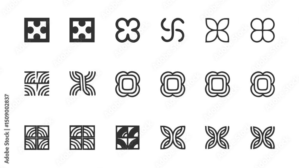 Fototapeta premium Collection of various abstract logo designs geometric shapes for branding and graphic design inspiration