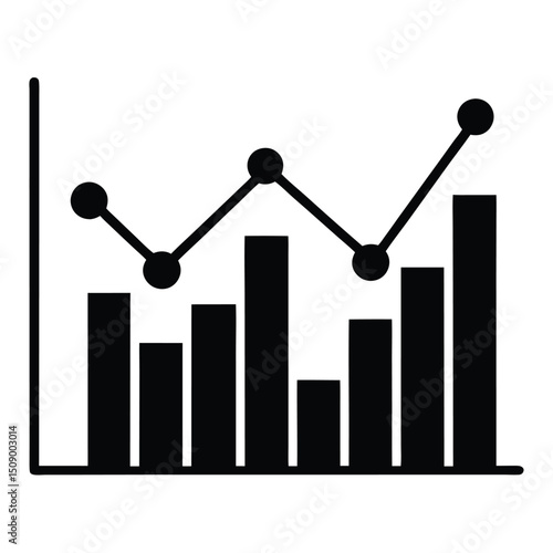 data analyst element isolated trend line graph on white background