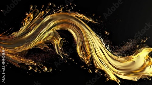 Wallpaper Mural Abstraction of golden liquid swirling on dark black background. Design element, background, artistic project.
 Torontodigital.ca