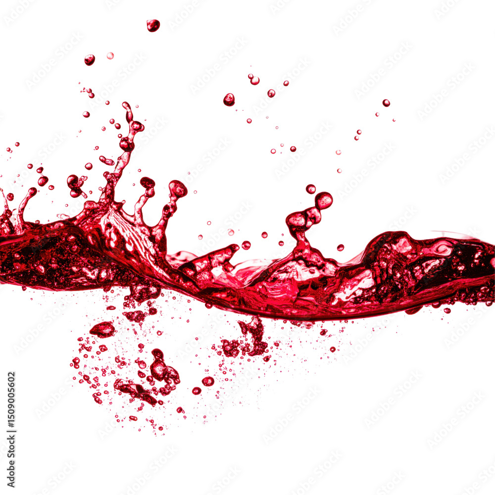 Vibrant Red Liquid Splash with Bubbles Captured in Motion Against a Black Background on transparent background Vibrant Red Liquid Splash with Bubbles Captured in Motion Against a Black Background on transparent background