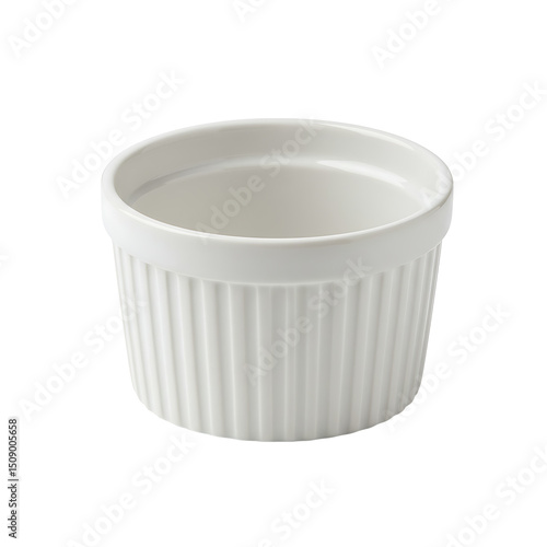 White ceramic ramekin isolated on transparent background