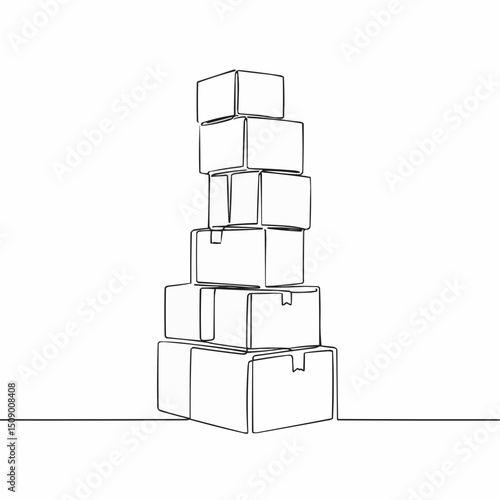 Pile of boxes standing tall, symbolizing deliveries, storage, or moving and packing