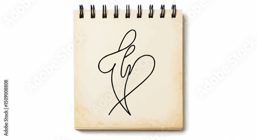 A minimalistic line art illustration of a delicate drawing on a paper sheet