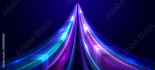 Modern abstract high-speed movement. Dynamic motion light and fast arrows moving on dark background. Futuristic, technology pattern for banner or poster design.