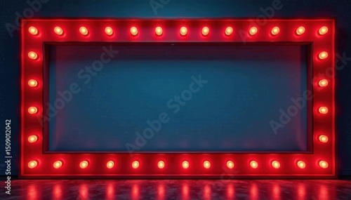 Empty retro marquee sign frame, glowing bulbs , design, graphic, club