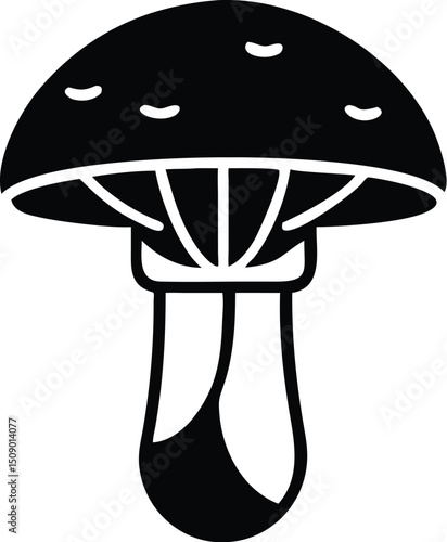 Simple silhouette mushroom icon displays a classic fungal shape on transparent backdrop