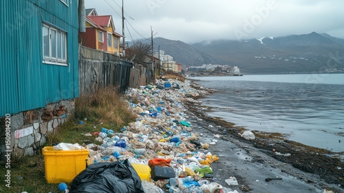 Wallpaper Mural Plastic waste litters the shoreline. Torontodigital.ca