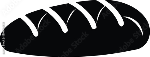 An oval black bread loaf shows textured crust against the transparent background