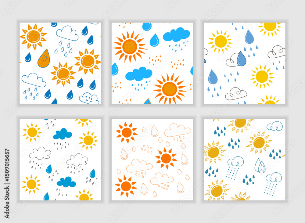 Naklejka premium Flat design sun pattern bundill