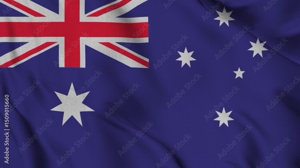 Australia Flag Weaving Animation. 4K Australian Flag Flying in the Sky ...