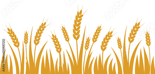 Golden Wheat Stalks and Grass Field Illustration