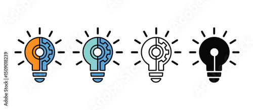 Innovative Idea Lightbulb Icons Set Gear Innovation