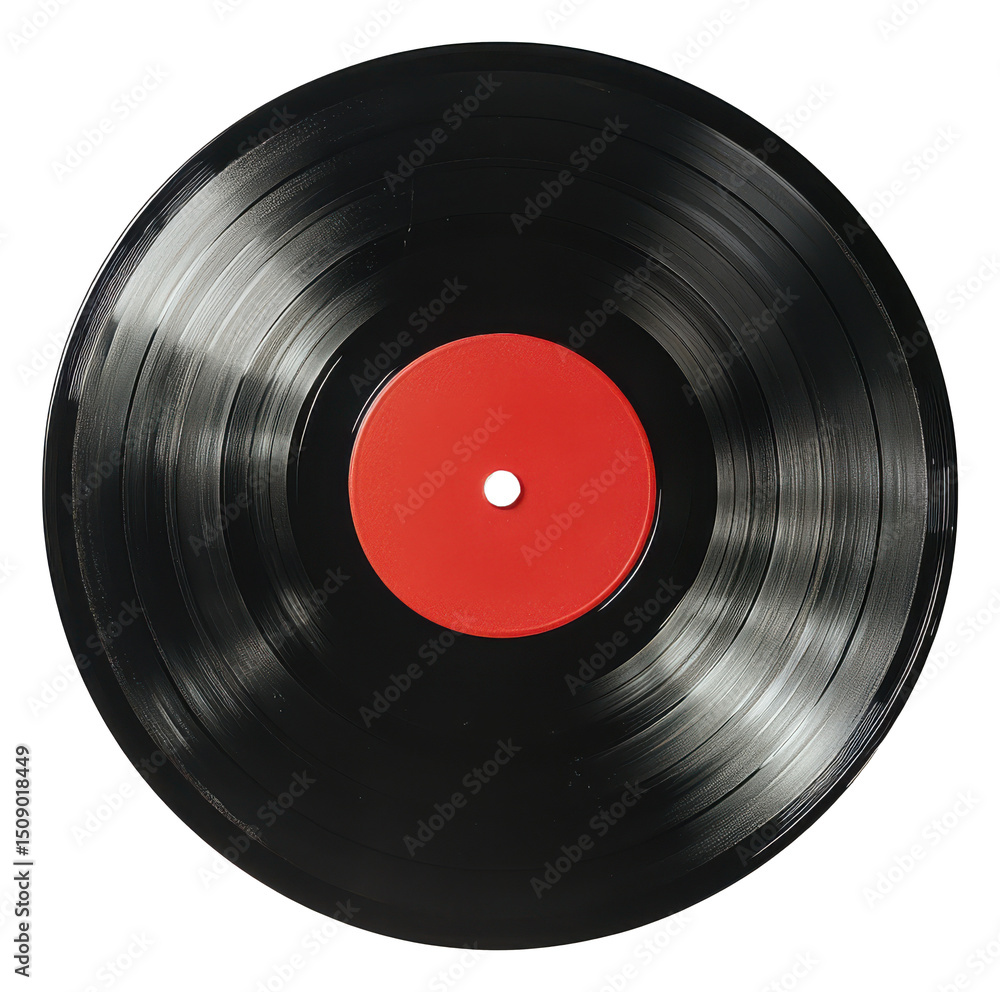 Obraz premium Vintage Vinyl Record Disk on a Transparent PNG File