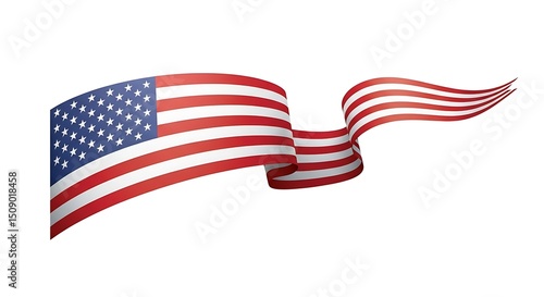 American Flag Waving Ribbon Patriotic Symbol of Freedom and Independence