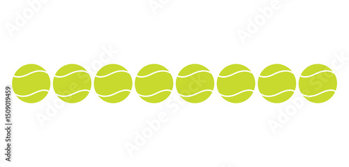 Eight Green Tennis Balls in a Row Simple Design