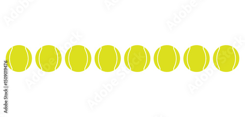 Eight Yellow Tennis Balls in a Row Simple Design