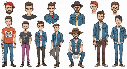 Cartoon vector group of diverse, smiling business people, students, and doctors