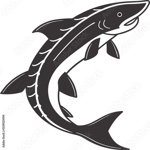 Stylized Dogfish Vector Illustration - Dynamic and Unique Marine Art for Creative Projects