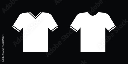 T shirt icon flat vector icon. Basic black plain t-shirt illustration vector template design. T-Shirt with long sleeves symbol, Folded shirt thin line icon. White classic shirts editable vector. 