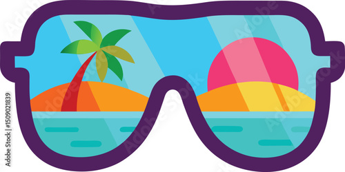 Beach sunglass vector illustration. summer concept