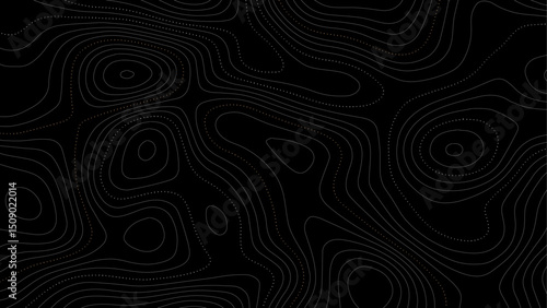 Abstract background wavy topographic line map. Contour geography map grid abstract backdrop. Seamless pattern and banner design. Modern and dynamic feel to topographic mapping vector illustration.