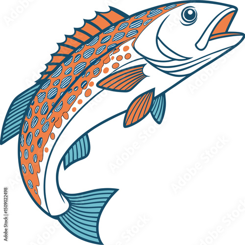 Vibrant Tilefish Vector Illustration: Eye-Catching Marine Art Design with Blue and Orange Accents for Ocean-Themed Decor and Creativity