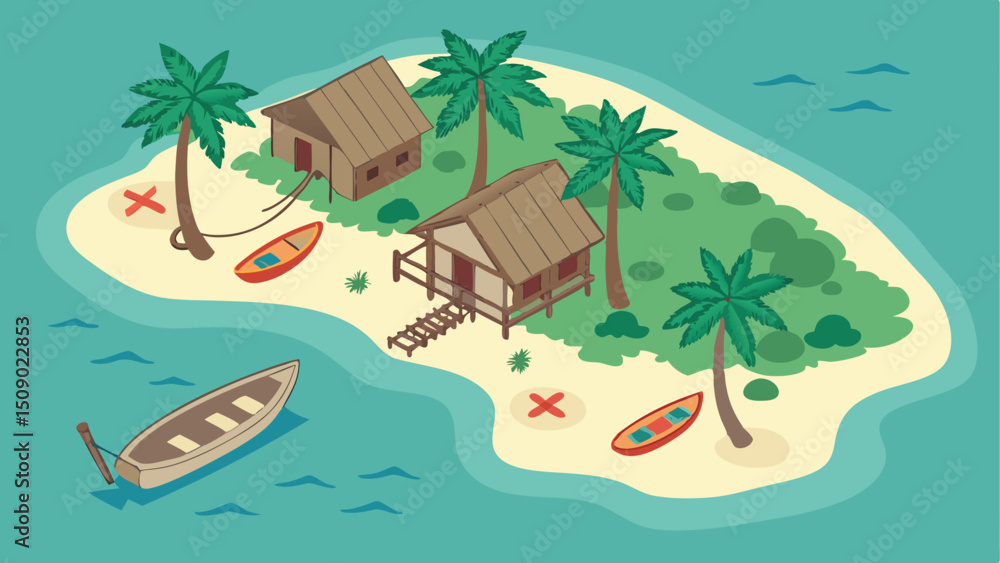 Obraz premium vector illustration of a tropical island