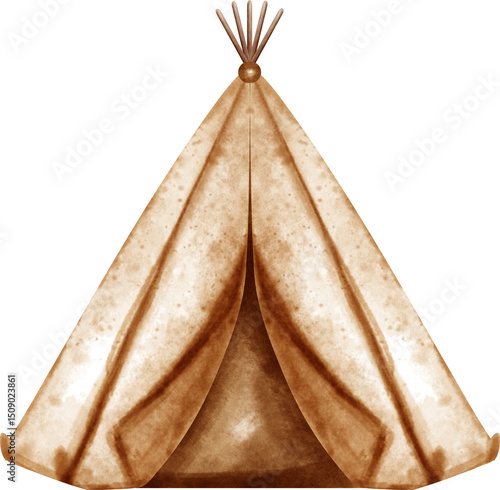 Fototapeta watercolor wigwam tent
