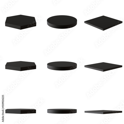 Simple black podium contains 9 podiums	